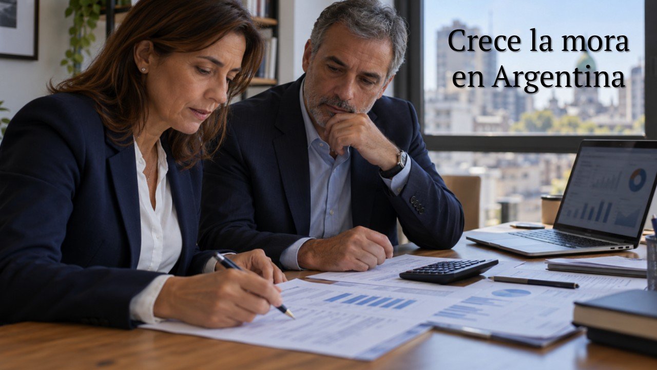 Dos profesionales revisan informes financieros para evaluar el riesgo de crédito.
