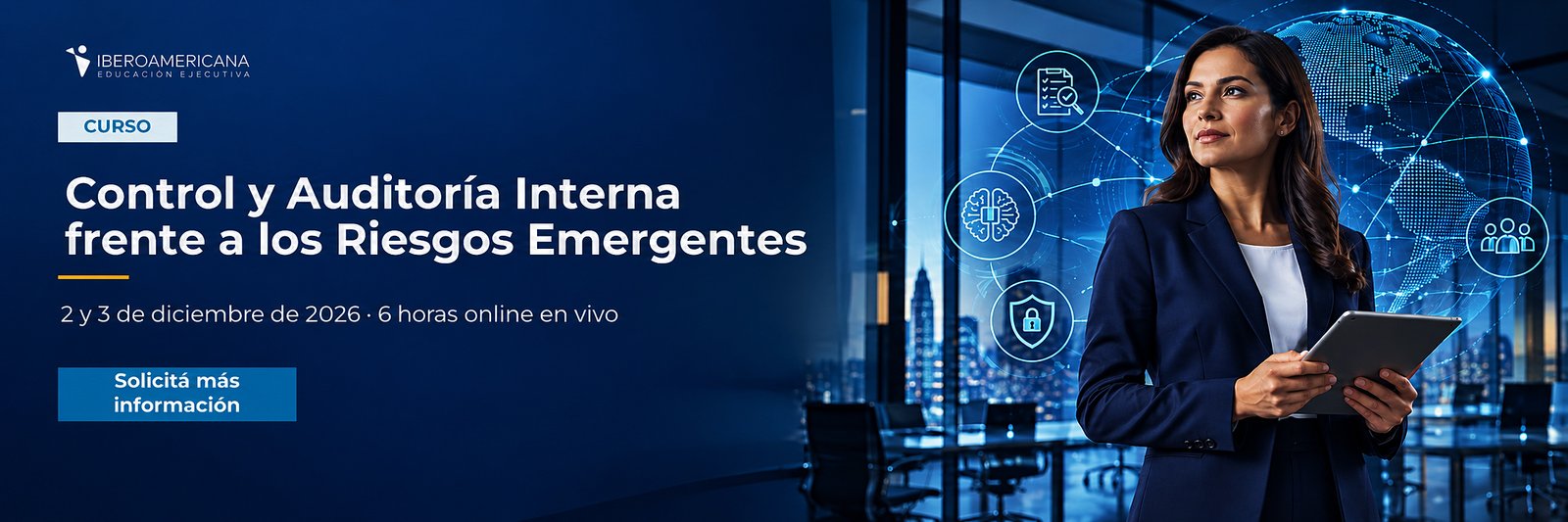 Curso de Control y Auditoría Interna frente a los Riesgos Emergentes de IBEE, online en vivo.